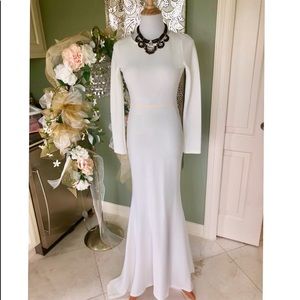 Niki Medium White Gown with Low Black Sequin Back